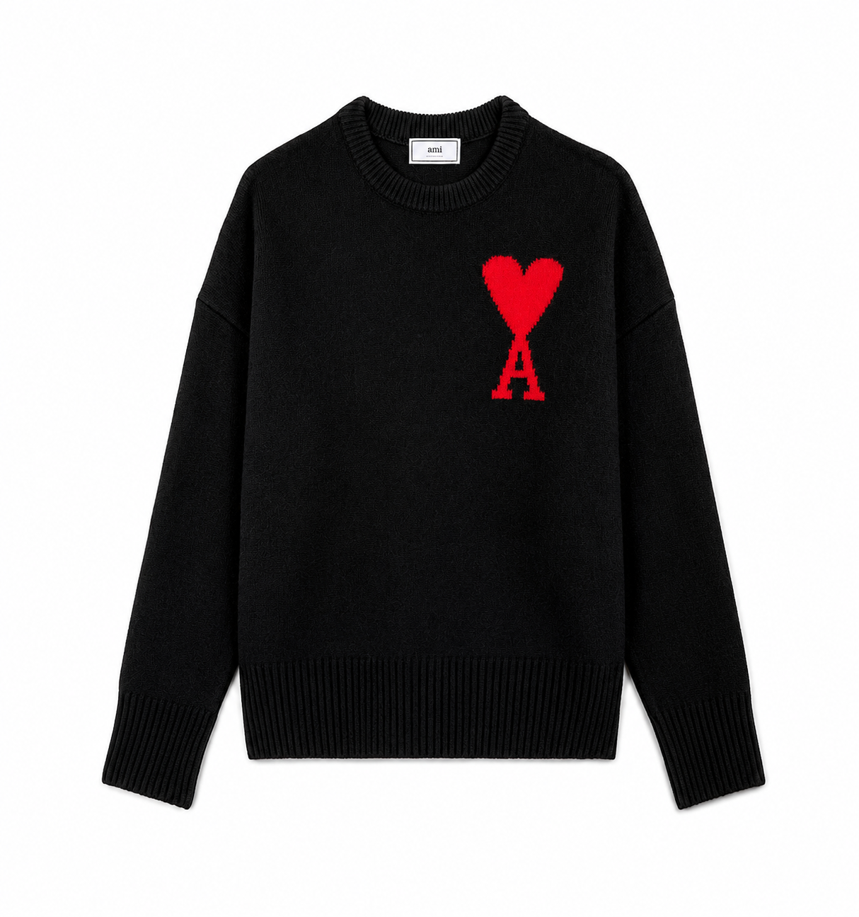 AMI Paris White Ami de Coeur Sweatshirt Black