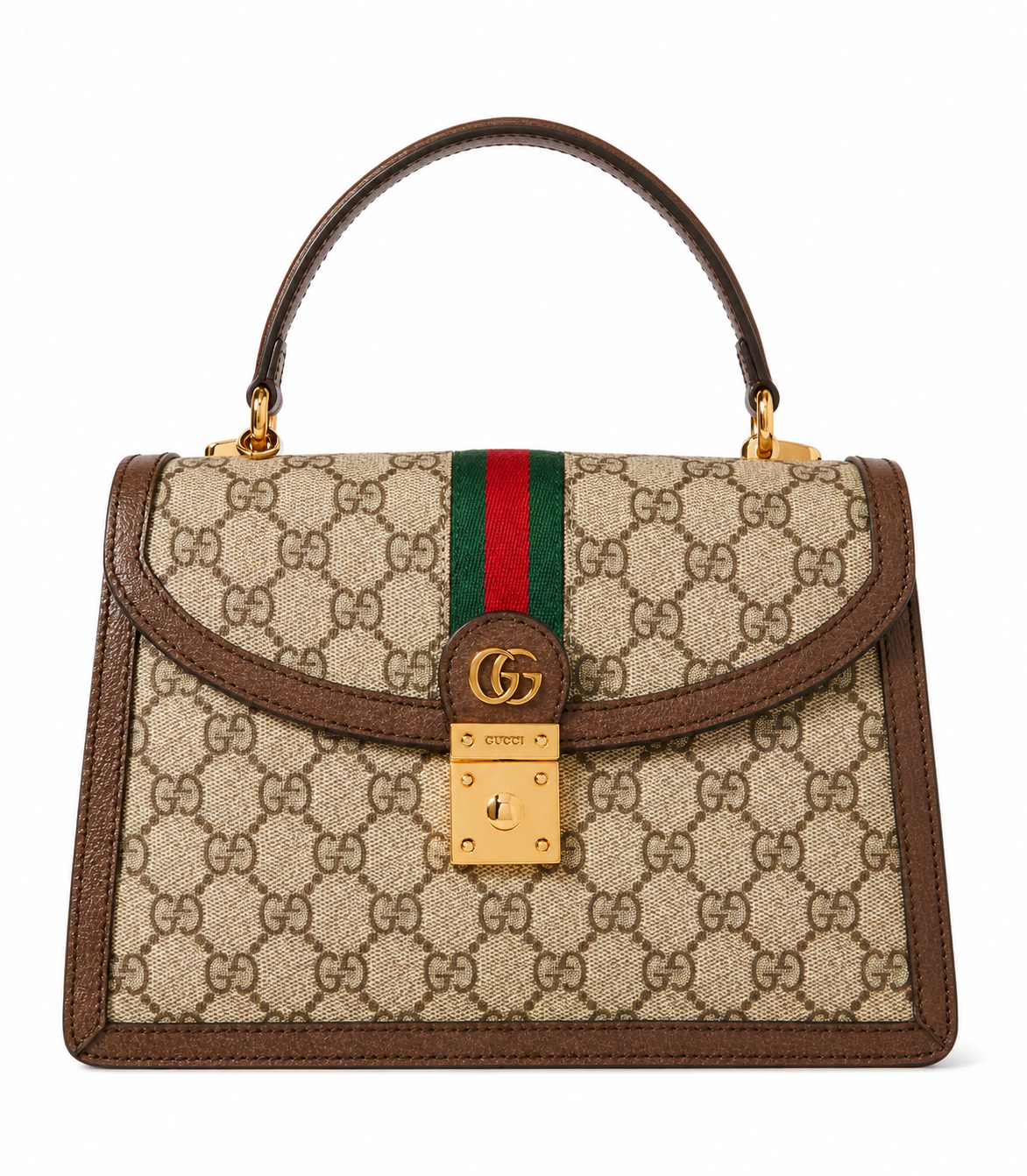 Gucci Ophidia Top Handle Bag Beige Brown