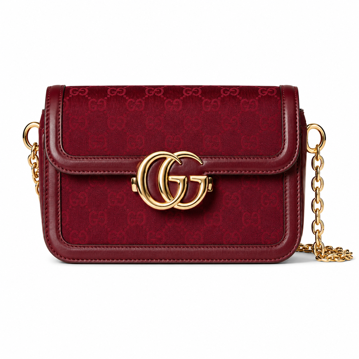 Gucci GG Marmont Chain Wallet Burgundy