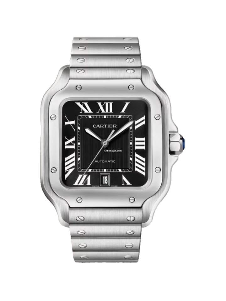 Cartier Santos Black Dial Steel