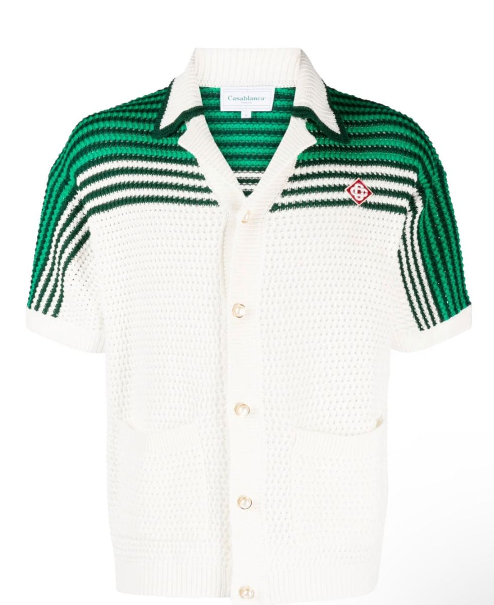 Casablanca Green Stripe Crochet Shirt