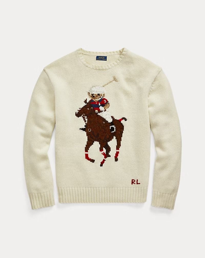 Ralph Lauren Polo Bear Sweater Cream Horse