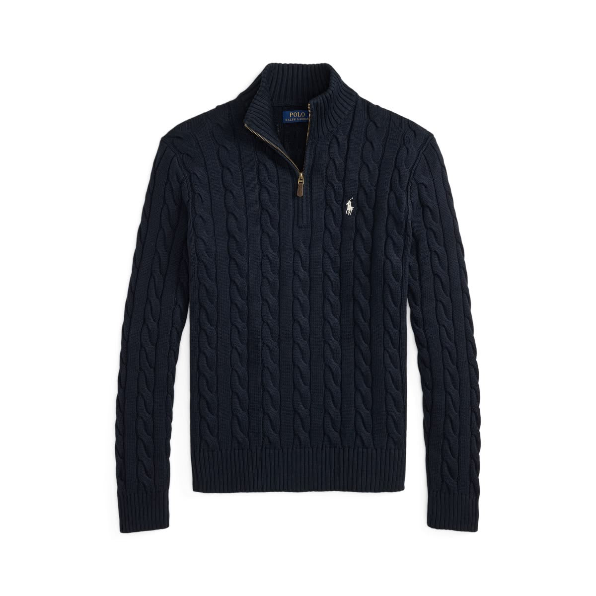 Ralph Lauren Cable Knit Quarter-Zip Sweater Navy