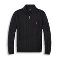 Ralph Lauren Cable Knit Quarter-Zip Sweater Black