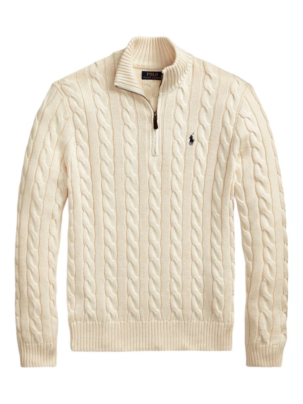 Ralph Lauren Knit Quarter Zip Sweater Cream