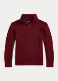 Ralph Lauren Cable Knit Quarter-Zip Sweater Red
