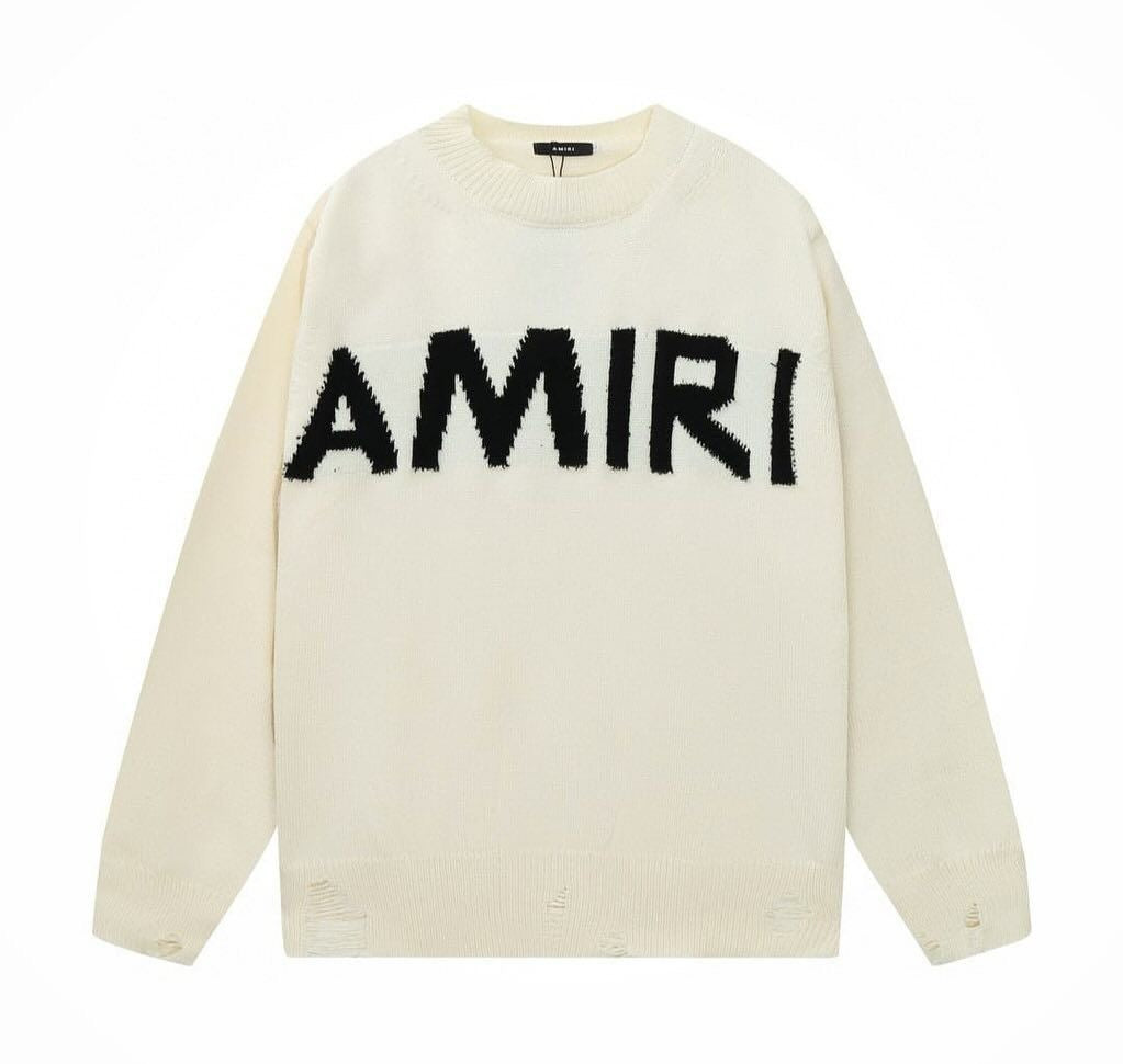 Amiri Cream Oversized Logo Sweater