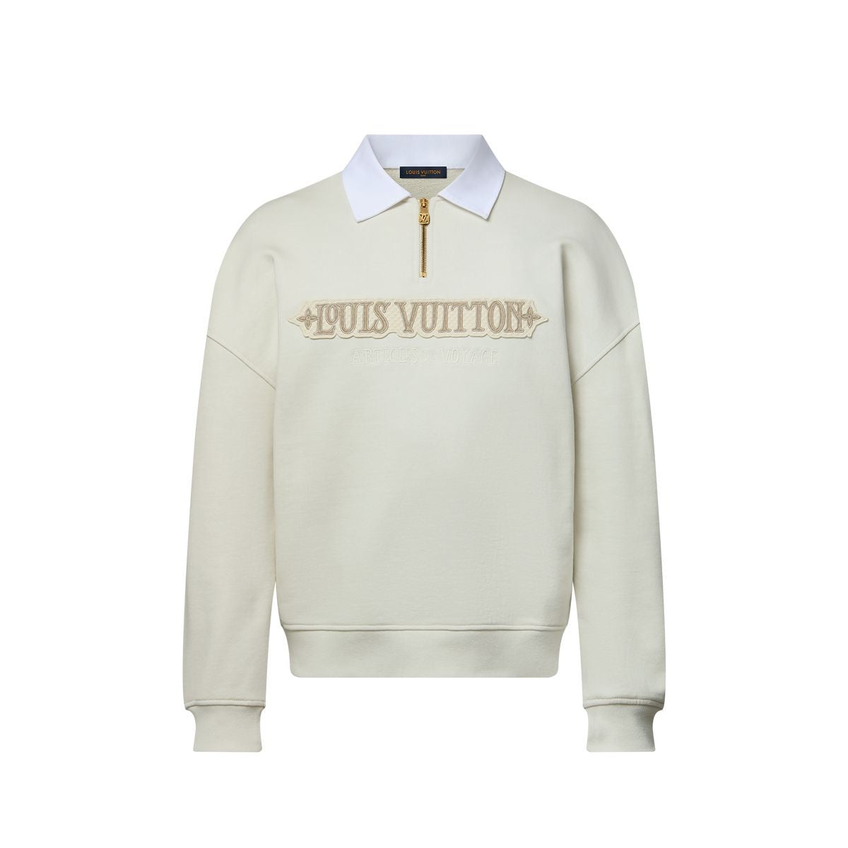 Louis Vuitton Cream Embossed Quarter Zip Sweatshirt