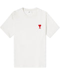 AMI Paris White Ami de Coeur T-Shirt Red