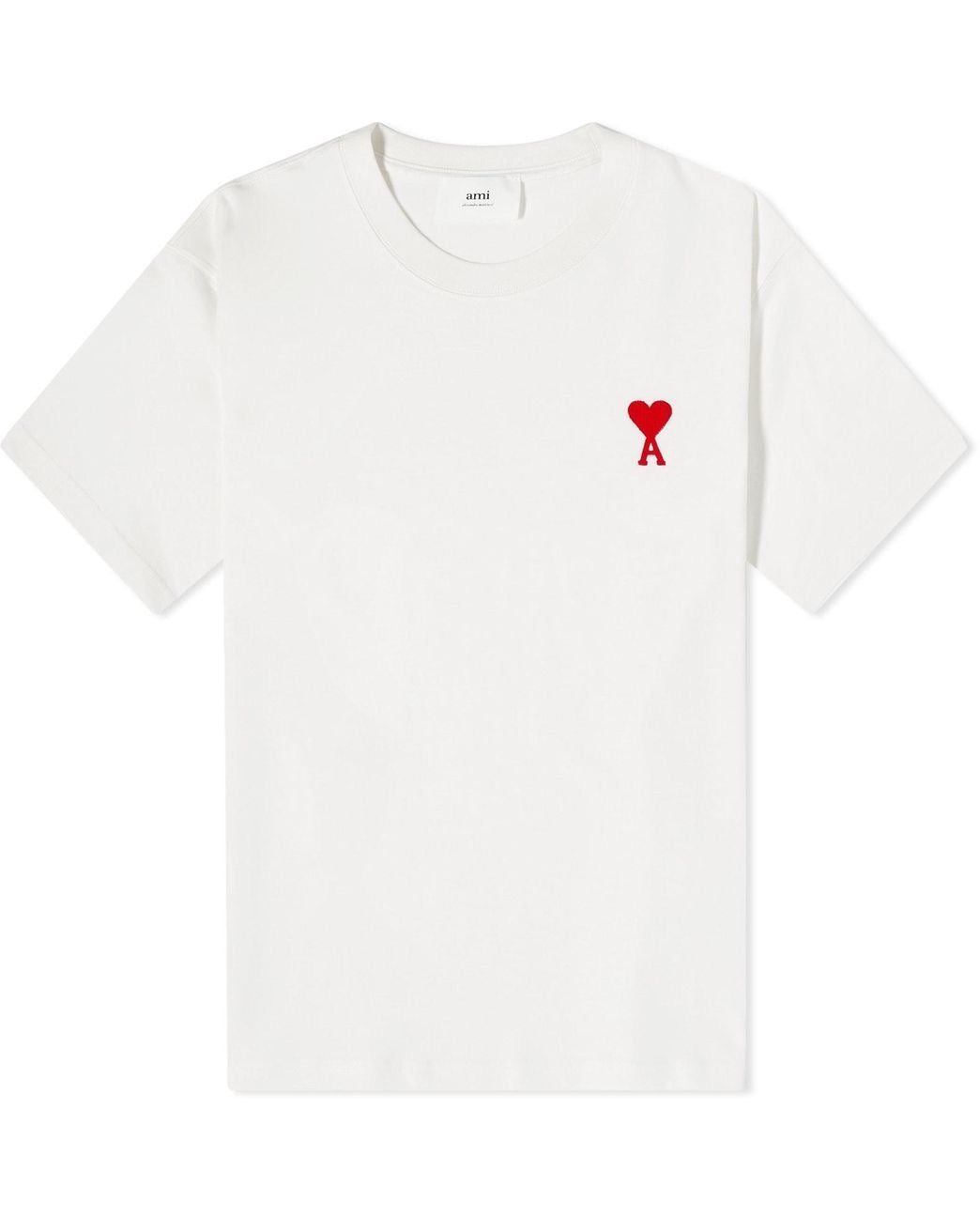 AMI Paris White Ami de Coeur T-Shirt Red