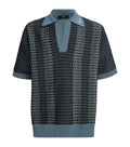 Amiri Blue Striped Knit Polo