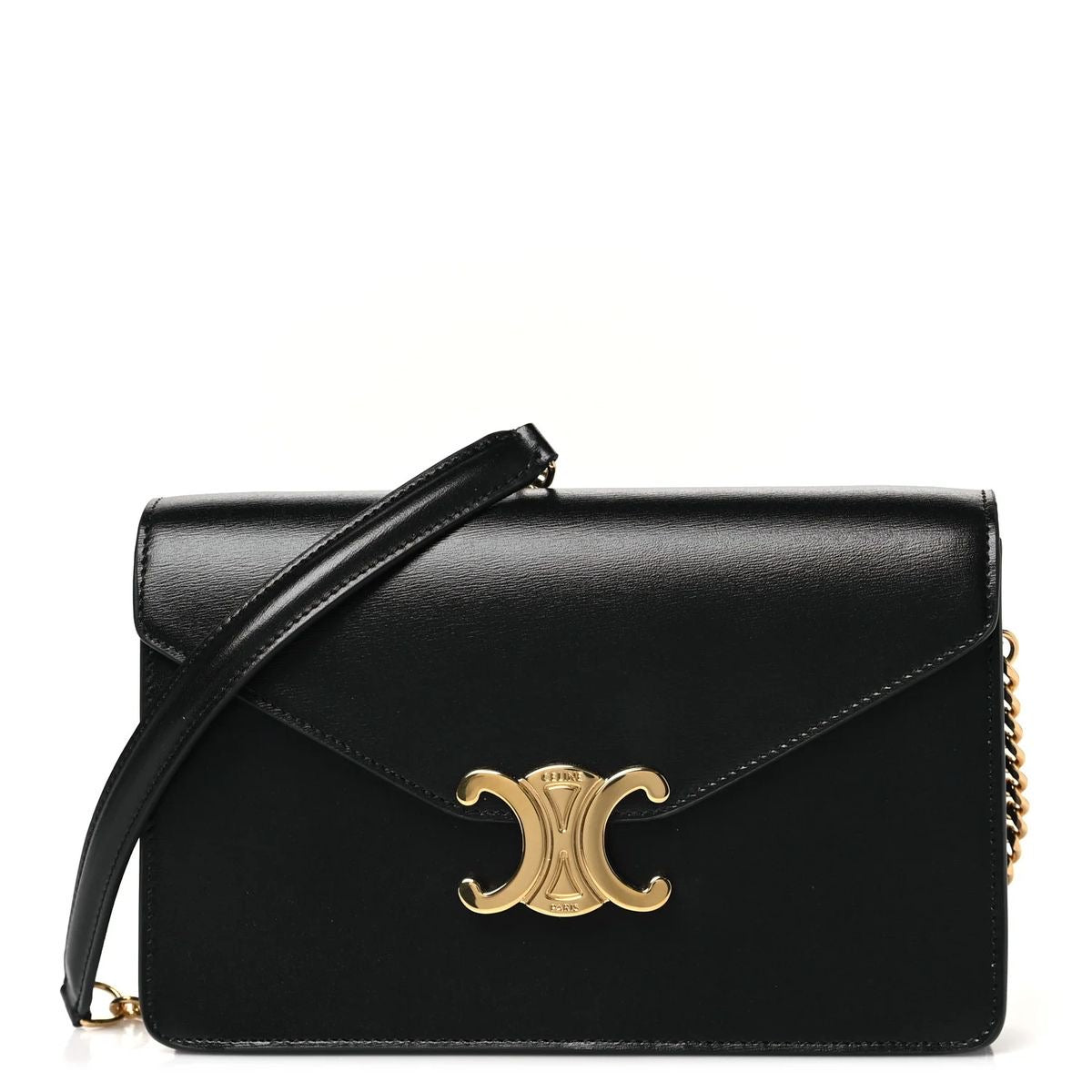 Celine Triomphe Wallet on Chain Black