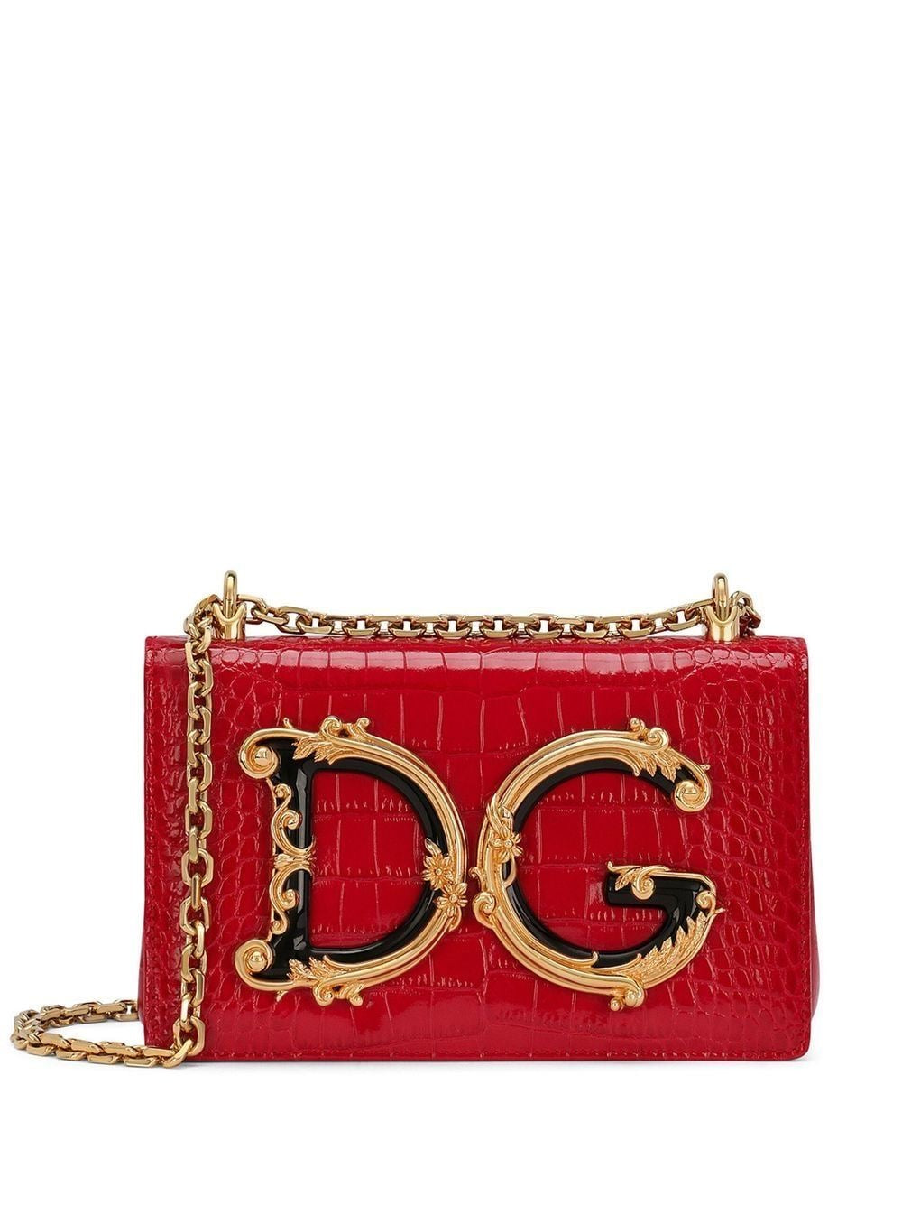 Dolce & Gabbana DG Girls Chain Bag Red Croc